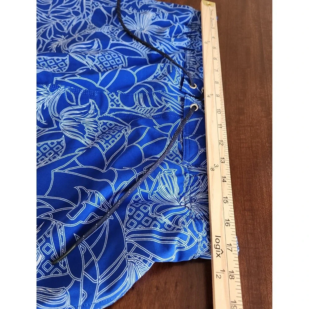 Coolibar Board Shorts Mens Large‎ Cobalt Maui Floral Print UPF50 Lined Hawaiian